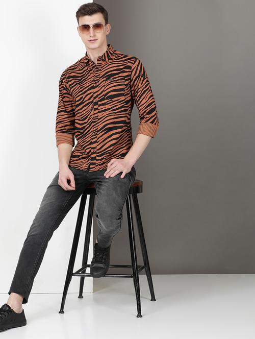 men printed long sleeve regular fit casual shirt - 21954512 - Very Small Image - 1