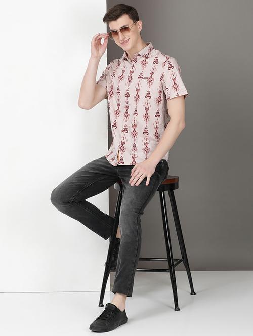 men printed short sleeve regular fit casual shirt - 21954513 - Very Small Image - 1