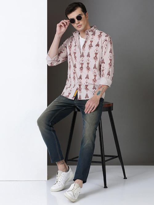 men printed long sleeve regular fit casual shirt - 21954514 - Very Small Image - 1