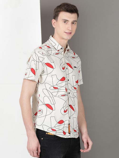 men printed short sleeve regular fit casual shirt - 21954515 - Very Small Image - 1