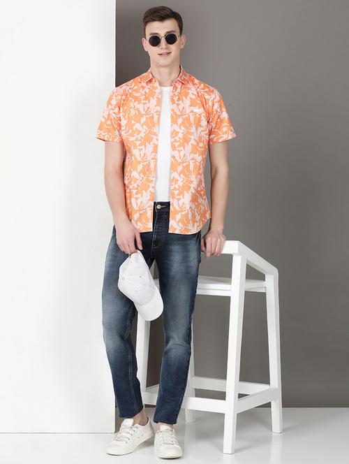 men printed short sleeve regular fit casual shirt - 21954521 - Very Small Image - 1