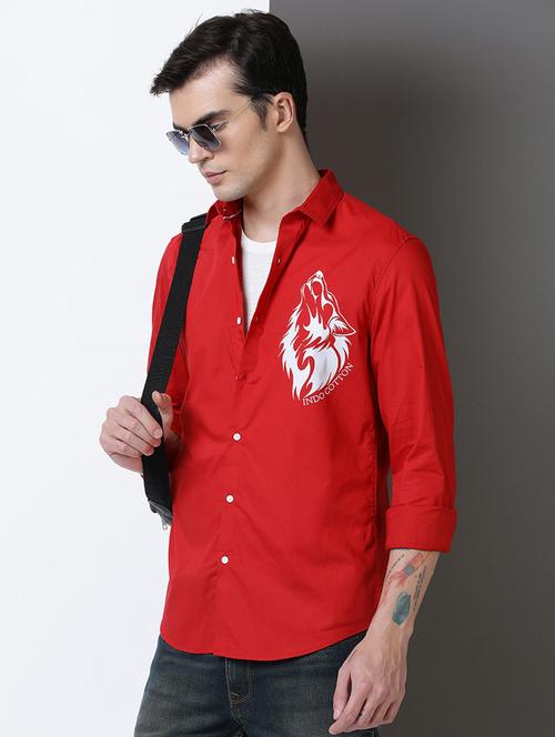 men placement print long sleeve regular fit casual shirt - 21954526 - Very Small Image - 1