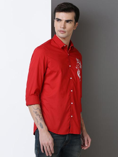 men placement print long sleeve regular fit casual shirt - 21954527 - Very Small Image - 1