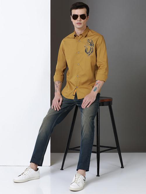 men placement print long sleeve regular fit casual shirt - 21954528 - Very Small Image - 1