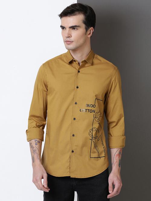 men placement print long sleeve regular fit casual shirt - 21954538 - Very Small Image - 1