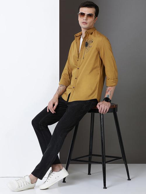 men placement print long sleeve regular fit casual shirt - 21954540 - Very Small Image - 1