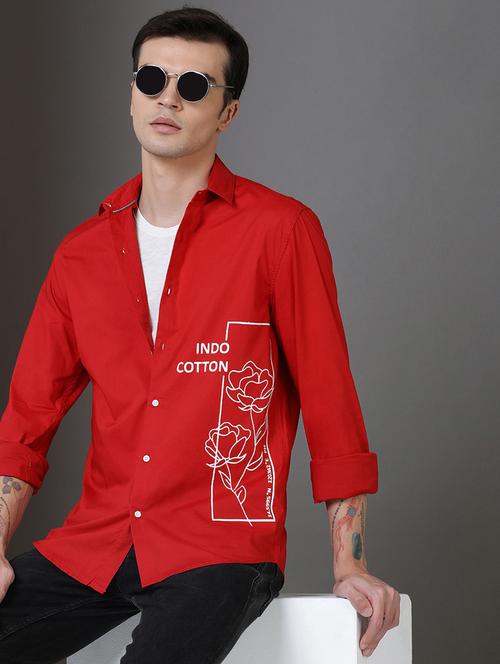 men placement print long sleeve regular fit casual shirt - 21954542 - Very Small Image - 1