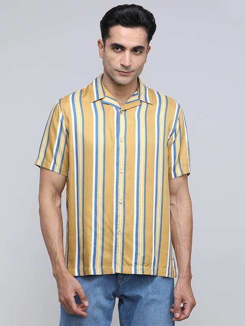 men striped short sleeve regular fit casual shirt - 21954558 - Very Small Image - 1