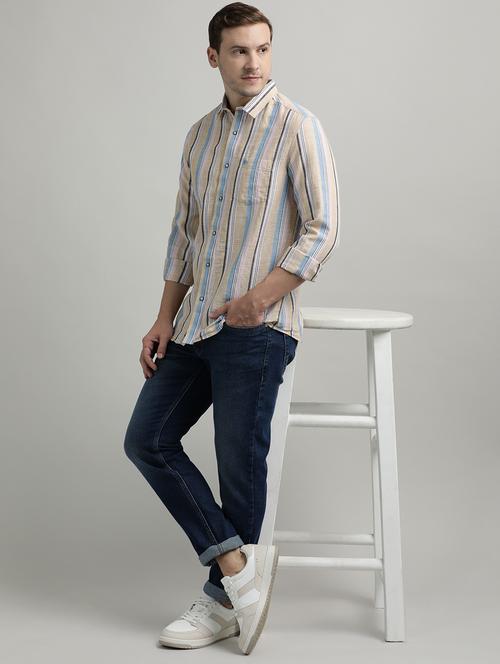 men striped long sleeve regular fit casual shirt - 21954572 - Very Small Image - 1