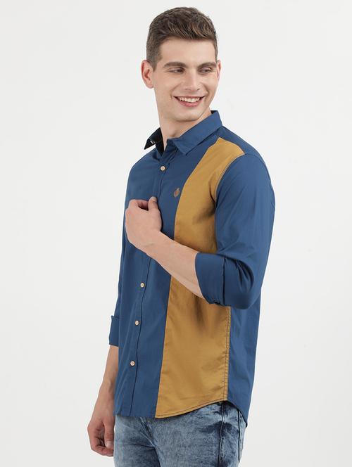 men color block long sleeve regular fit casual shirt - 21954593 - Very Small Image - 1