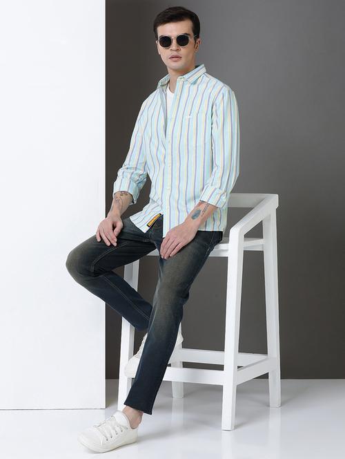 men striped long sleeve regular fit casual shirt - 21954652 - Very Small Image - 1