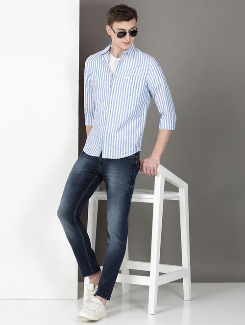 men striped long sleeve regular fit casual shirt - 21954661 - Very Small Image - 1