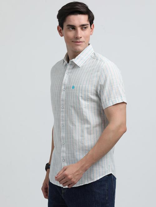 men striped short sleeve regular fit casual shirt - 21954665 - Very Small Image - 1