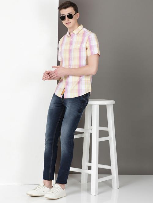 men checkered short sleeve regular fit casual shirt - 21954668 - Very Small Image - 1