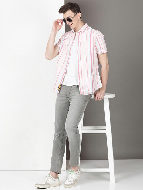 men striped short sleeve regular fit casual shirt - 21954670 - Very Small Image - 1