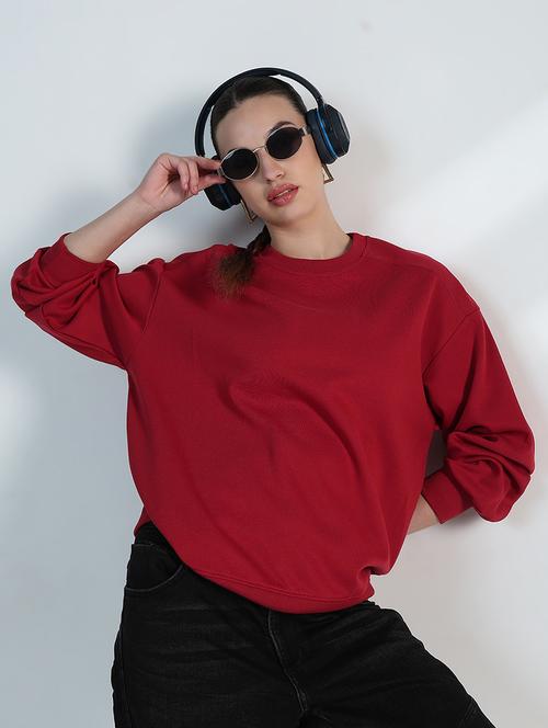 women solid long sleeve loose fit sweatshirt - 21955786 - Very Small Image - 1