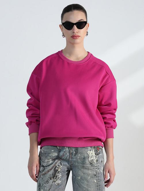 women solid long sleeve loose fit sweatshirt - 21955791 - Very Small Image - 1