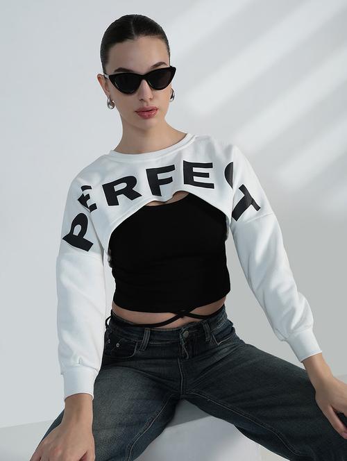 women printed long sleeve crop sweatshirt with tank top - 21955816 - Very Small Image - 1