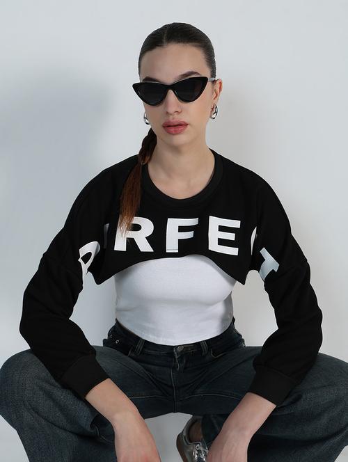 women printed long sleeve crop sweatshirt with tank top - 21955817 - Very Small Image - 1