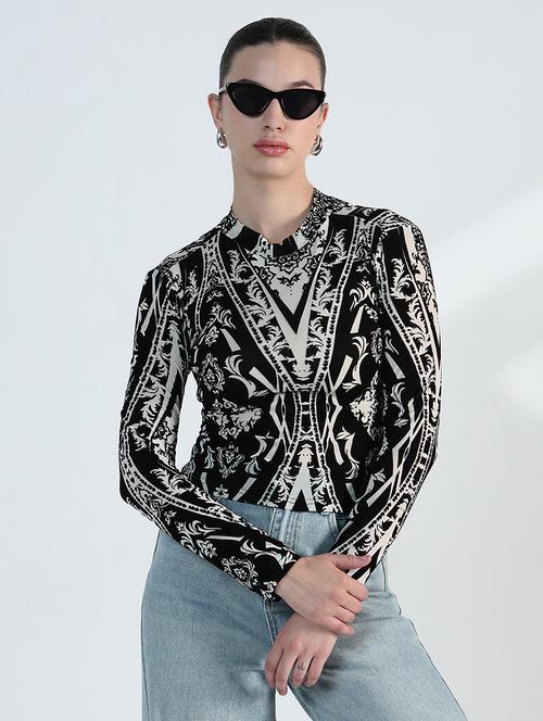 women printed long sleeve crop top - 21955831 - Very Small Image - 1