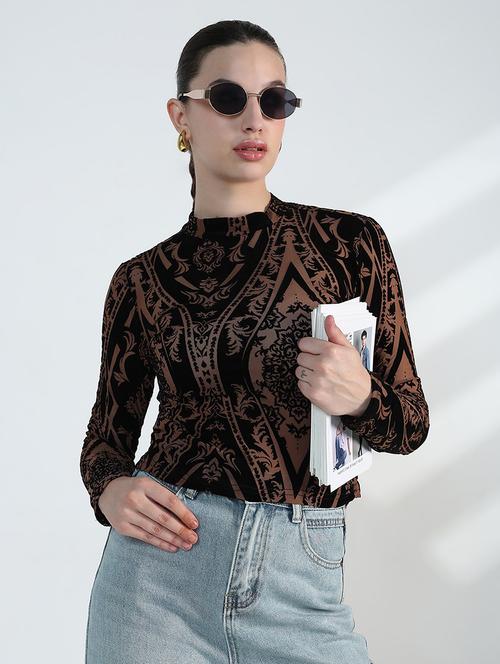 women printed long sleeve crop top - 21955832 - Very Small Image - 1