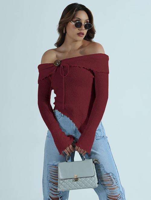 women solid off shoulder asymmetric top - 21955844 - Very Small Image - 1