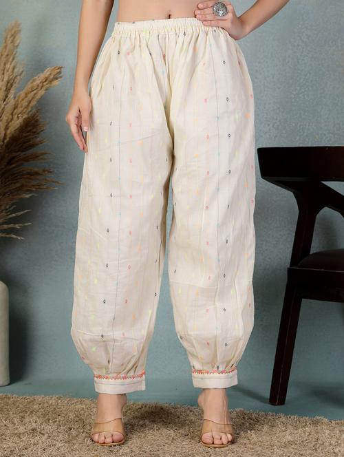 women cream self design mid rise salwar - 21956111 - Very Small Image - 1