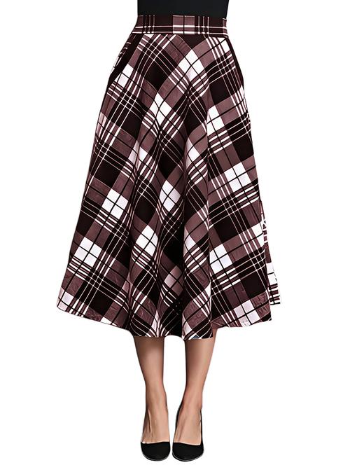 Women Checkered Mid Rise Flared Skirt - 21956435 - Very Small Image - 1