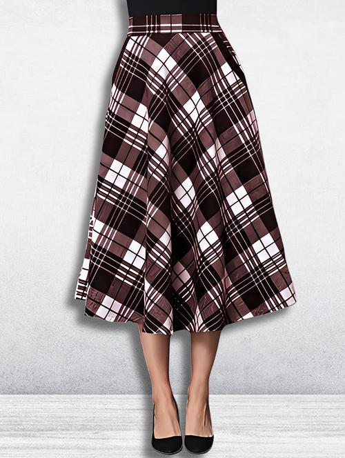 women checkered mid rise flared skirt - 21956450 - Very Small Image - 1