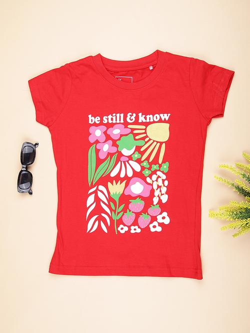 red cotton chest print tee - 21956523 - Very Small Image - 1