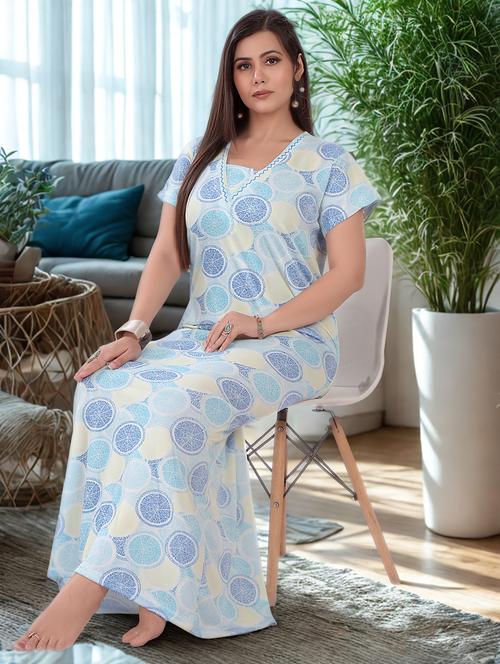 women pringted short sleeve nighty - 21956793 - Very Small Image - 1