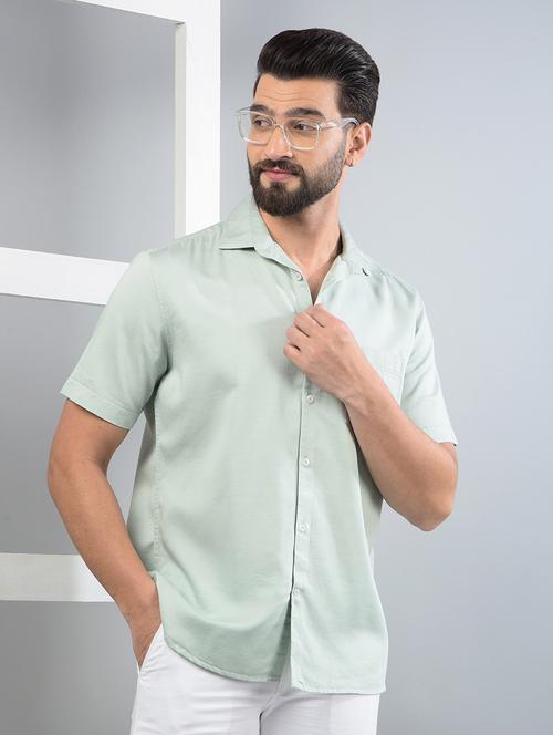 men solid short sleeve slim fit casual shirt - 21956834 - Very Small Image - 1