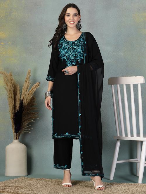 women three quarter sleeve kurta pant with dupatta set - 21956977 - Very Small Image - 1