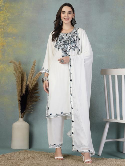 women embroidered long sleeve kurta pant with dupatta set - 21956979 - Very Small Image - 1