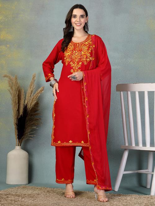 women embroidered long sleeve kurta pant with dupatta set - 21956980 - Very Small Image - 1