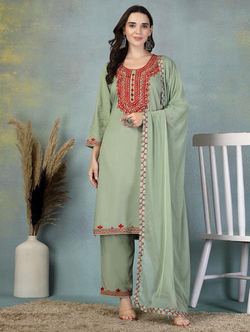 women three quarter sleeve kurta pant with dupatta set - 21956982 - Very Small Image - 1