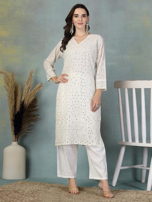 women embroidered long sleeve kurta pant set - 21956987 - Very Small Image - 1