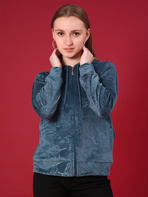 women self designed long sleeve hooded sweatshirt - 21958021 - Very Small Image - 1