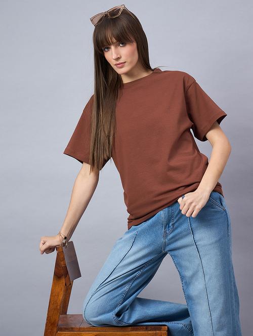 women solid short sleeve loose fit t-shirt - 21958274 - Very Small Image - 1