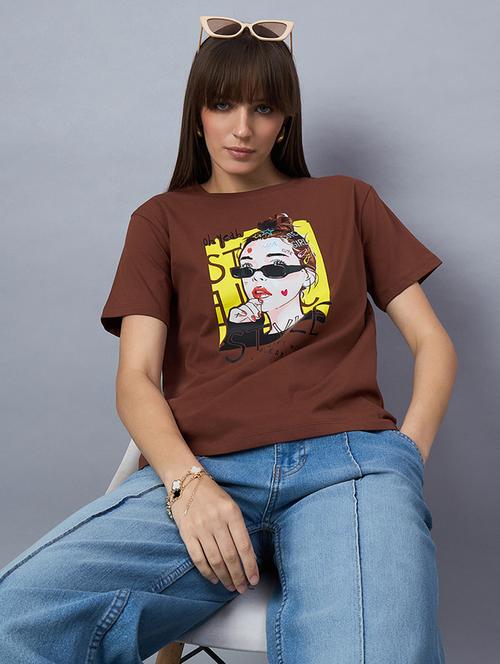 women printed short sleeve loose fit t-shirt - 21958281 - Very Small Image - 1