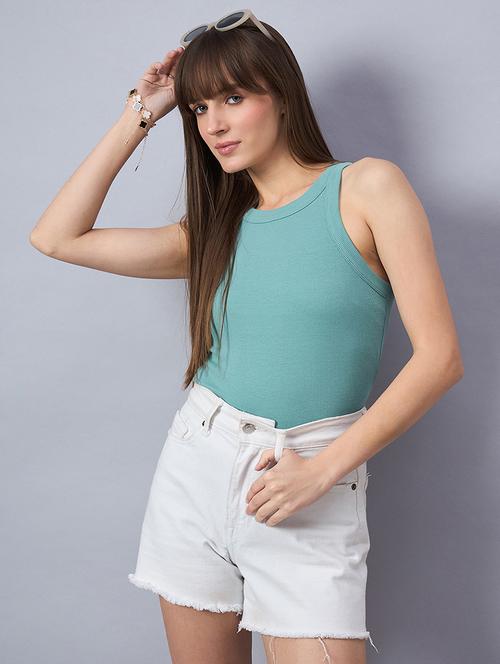 women solid sleeveless crop tank top - 21958385 - Very Small Image - 1