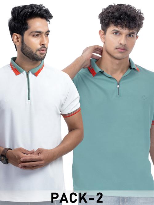 men pack of 2 solid short sleeve polo t-shirt - 21958393 - Very Small Image - 1