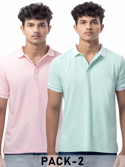 men pack of 2 solid short sleeve polo t-shirt - 21958397 - Very Small Image - 1