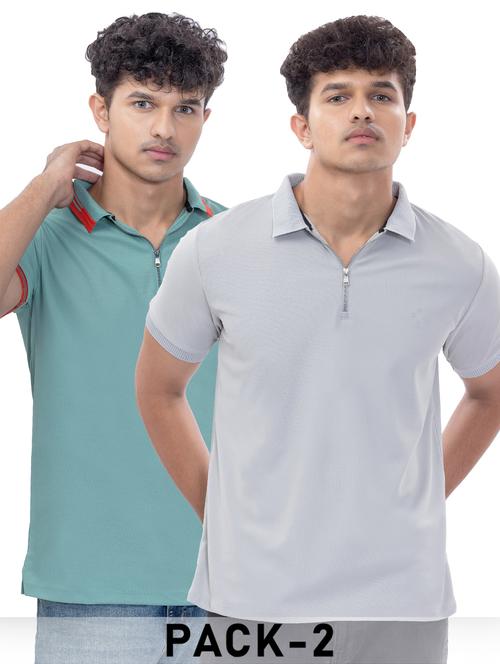 men pack of 2 solid short sleeve polo t-shirt - 21958398 - Very Small Image - 1