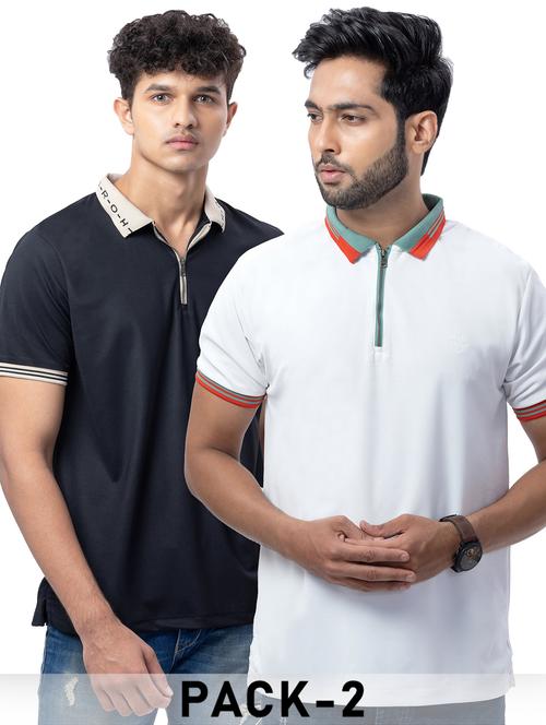 men pack of 2 solid short sleeve polo t-shirt - 21958401 - Very Small Image - 1