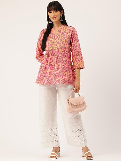 women floral printed mandarin neck a-line kurti - 21958428 - Very Small Image - 1