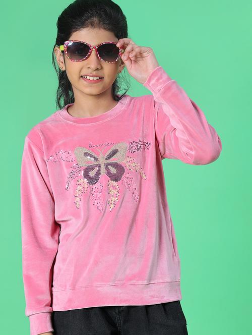 girls front print round neck sweatshirt  - 21958901 - Very Small Image - 1