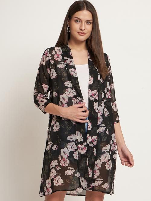 women black floral print long shrug - 21959235 - Very Small Image - 1