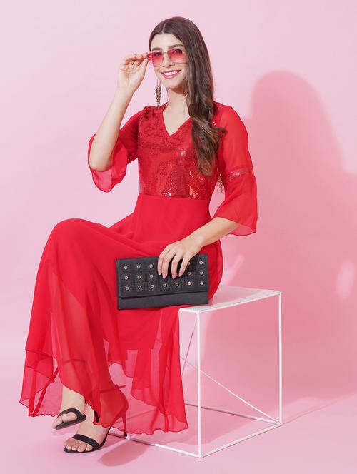 women sequined bell sleeve fit & flare dress - 21959268 - Very Small Image - 1