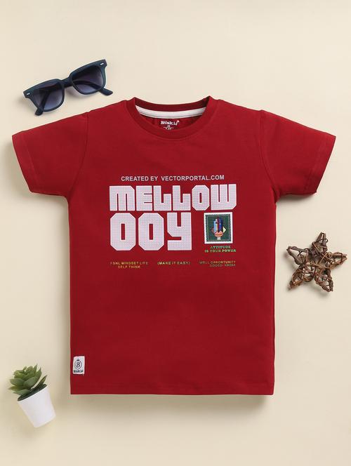 boys chest print round neck t-shirt - 21959390 - Very Small Image - 1